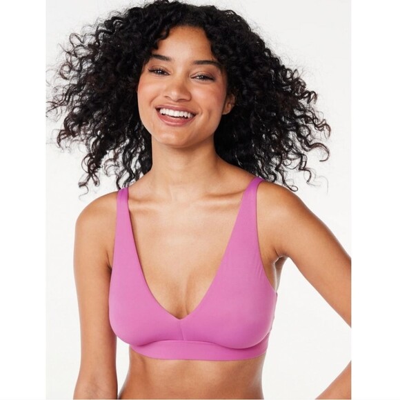Joyspun Women's Unlined Soft Brushed Plunge Bralette, Size Large - Picture 2 of 12